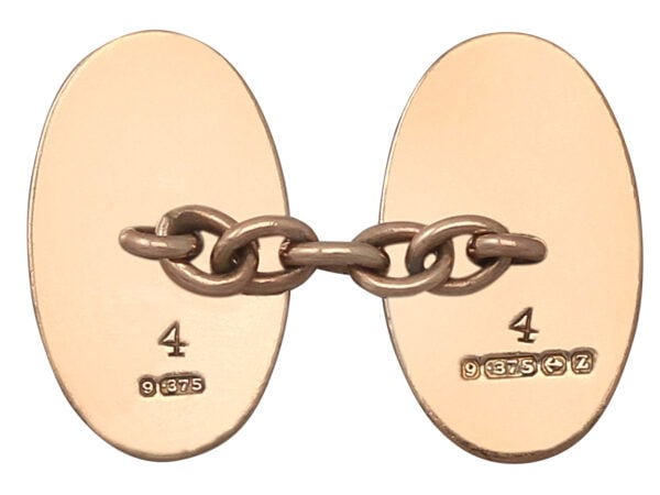 Antique Rose Gold Cufflinks Reverse Hallmarks