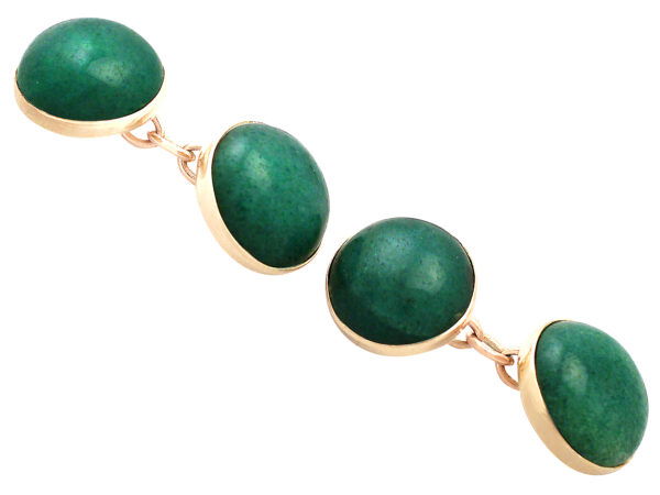 pair of gold moss agate cufflink