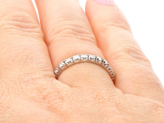 14ct White Gold Diamond Eternity Ring on finger