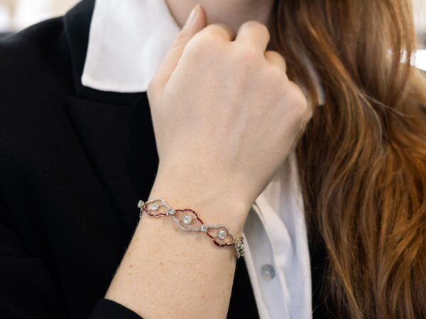 Synthetic Ruby Bracelet Social Image On Wrist
