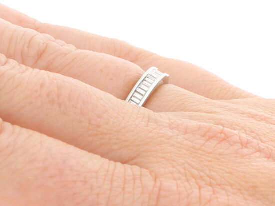 Vintage Baguette Diamond Eternity Ring on hand