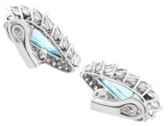 White Gold Aquamarine Earrings Clip