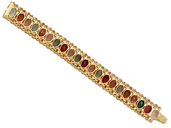 underside of gold tourmaline peridot bracelet