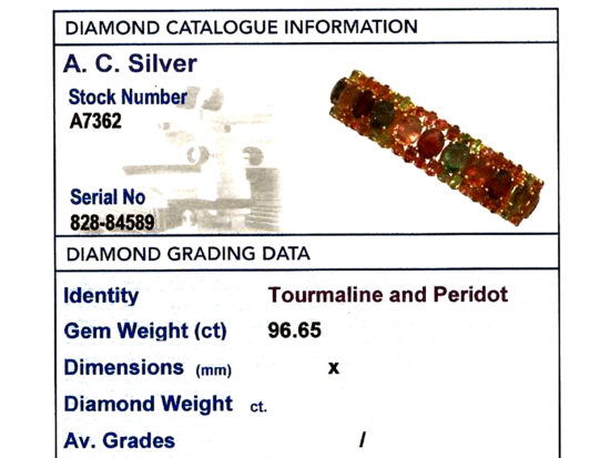 grading card gold tourmaline peridot bracelet
