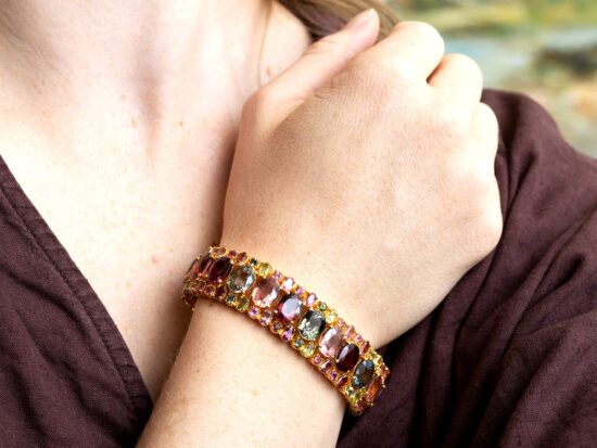 wearing a tourmaline bracelet