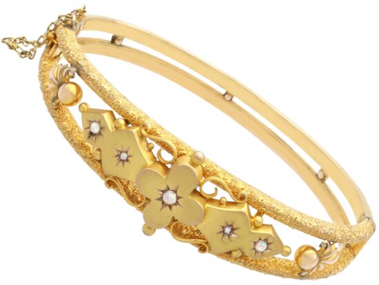 Opal Diamond Bangle Angled View