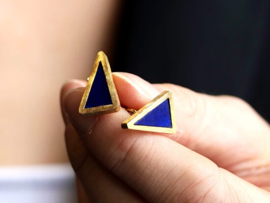 lapiz lazuli cufflinks on gold