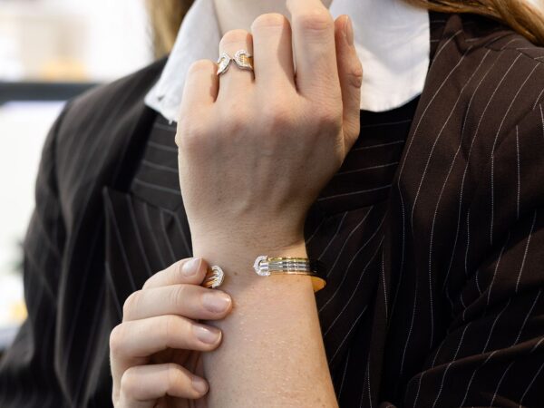 Wearing Vintage Diamond Gold Bangle