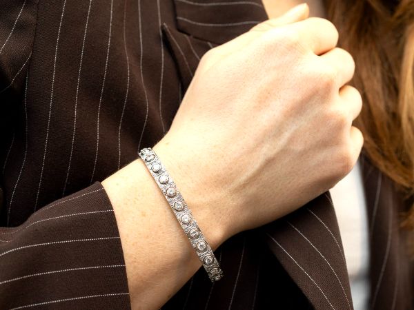 Antique Diamond Bracelet On Hand