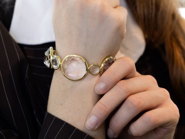 Wearing Rock Crystal 18ct Gold Bangle
