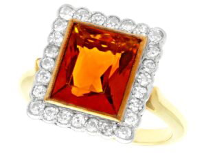 Antique Citrine Diamond Ring Front