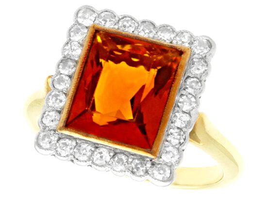 Antique Citrine Diamond Ring Front