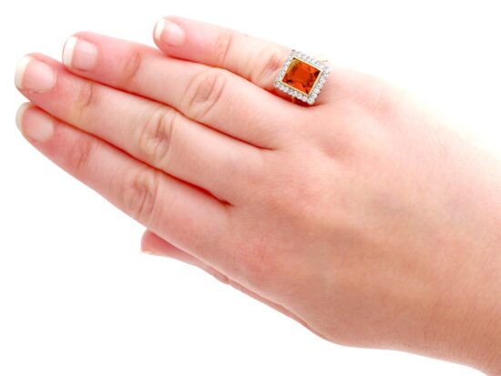 Antique Citrine Ring Being Worn
