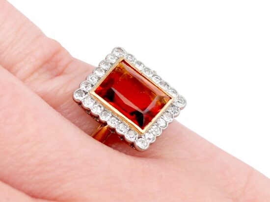 Antique Citrine Ring On Finger