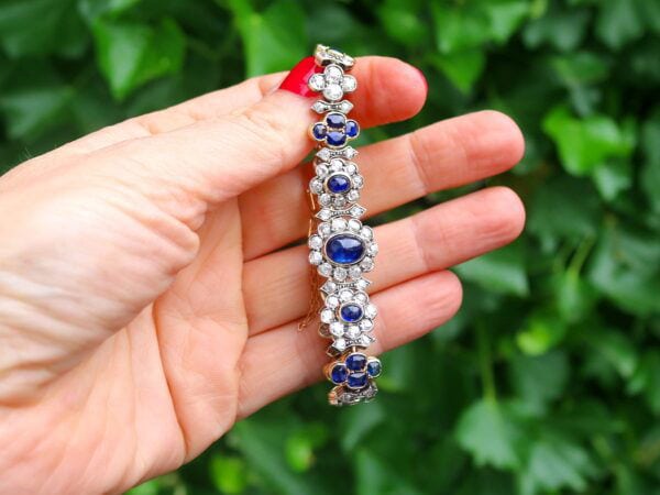 Sapphire Diamond Yellow Gold Bracelet Outside