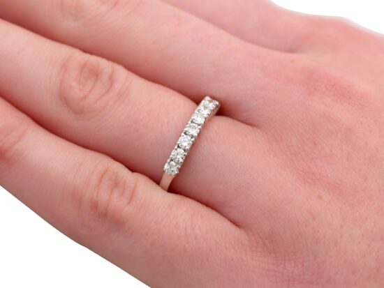 18ct White Gold Half Eternity Ring on hand