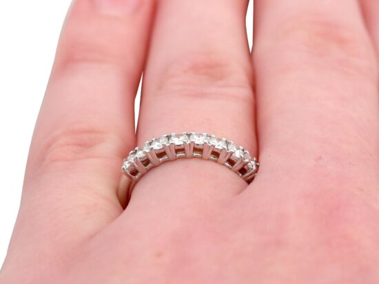 18ct White Gold Half Eternity Ring on finger
