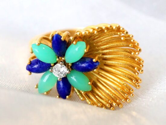 Chrysoprase and Sodalite Vintage Ring