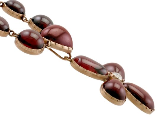 Garnet Necklace Gold Detail Shot