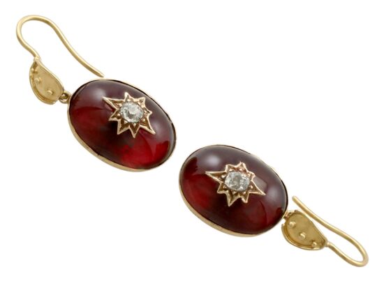 Garnet Diamond Drop Earrings Front