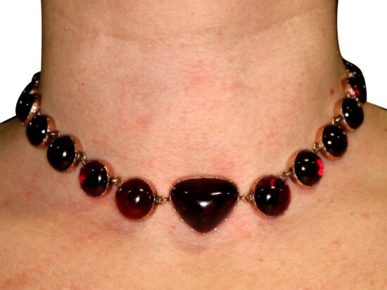 Garnet Choker Being Worn Closeup