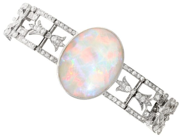 Opal Diamond Platinum Bracelet Front