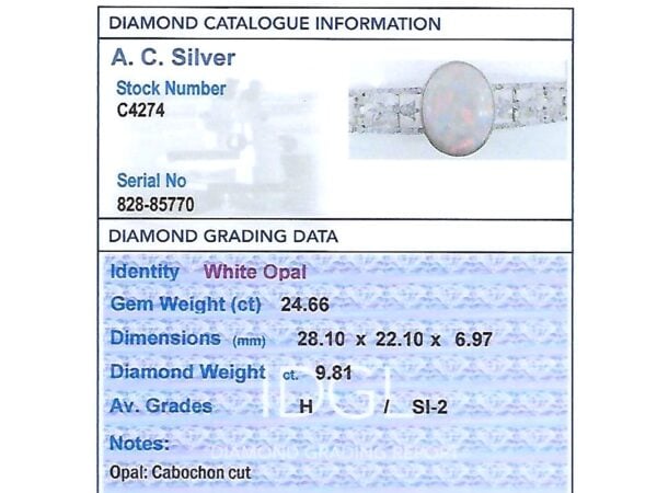 Antique Opal Diamond Certificate