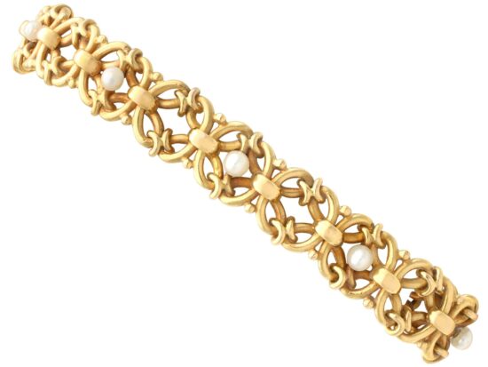 Antique Natural Pearl Yellow Gold Bracelet