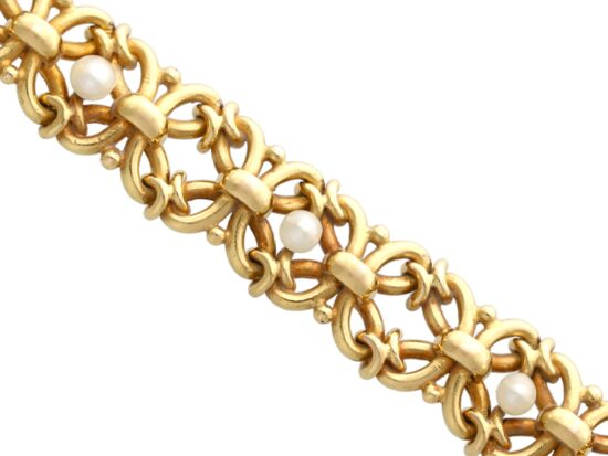 Antique Gold Pearl Bracelet Front