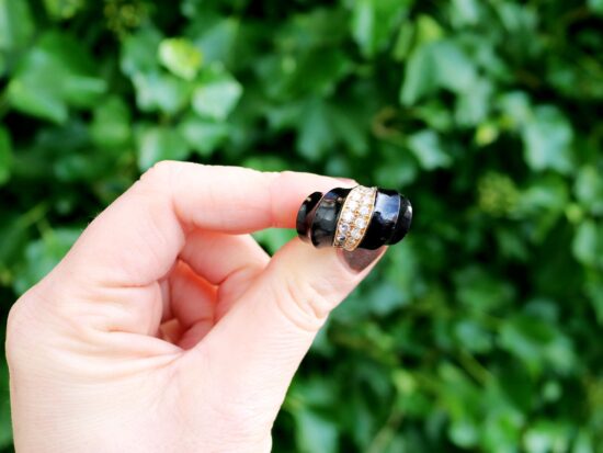 Vintage Onyx & Diamond Cocktail Ring outside
