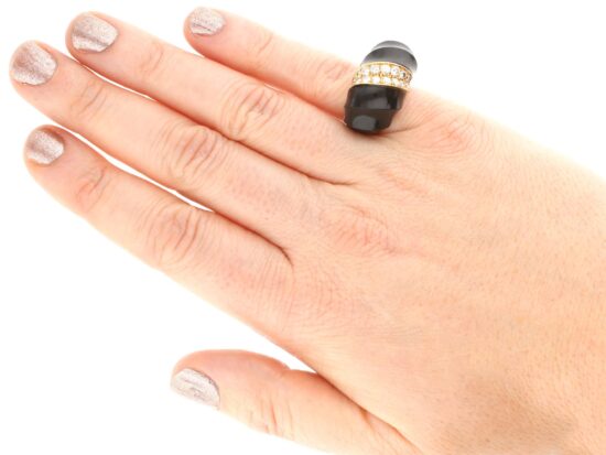 wearing Vintage Onyx & Diamond Cocktail Ring