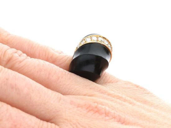 Vintage Onyx & Diamond Cocktail Ring wearing