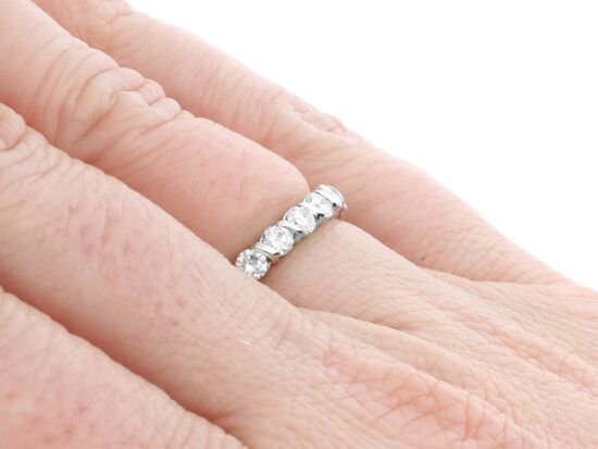 Vintage French Diamond Eternity Ring on hand