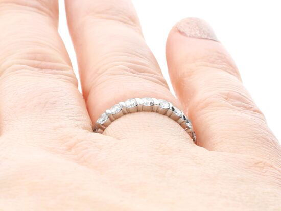Vintage French Diamond Eternity Ring on finger