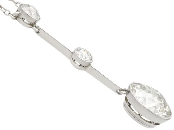 4.48 Carat 3 diamond drop pendant necklace