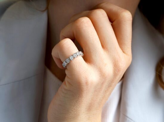 Vintage Diamond and White Gold Full Eternity Ring Worn