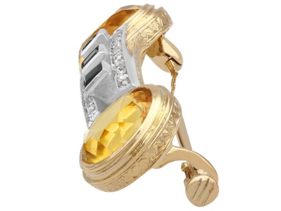Antique Citrine Brooch in Gold side