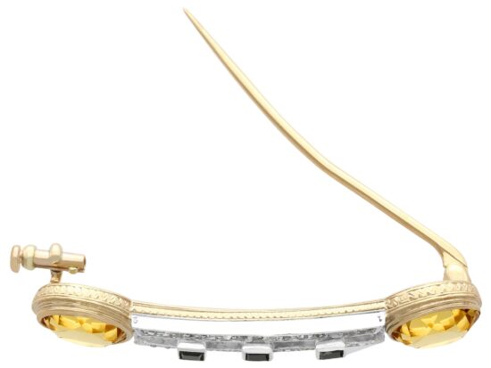 Antique Citrine Brooch in Gold open