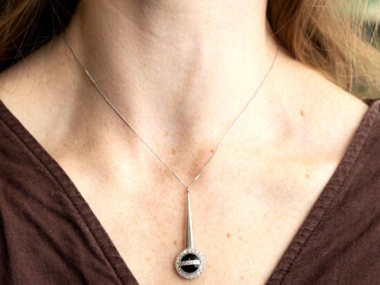 onyx and diamond pendant