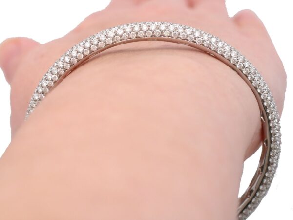 Diamond White Gold Bangle On Wrist