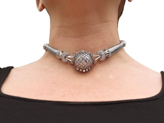 Diamond Necklace On Neck