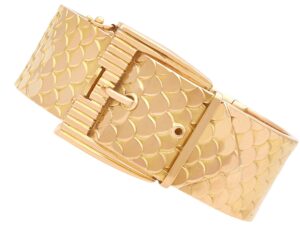 Antique French Yellow Gold Buckle Bangle