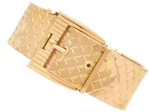Antique French Yellow Gold Buckle Bangle