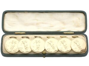 boxed antique gold golf buttons