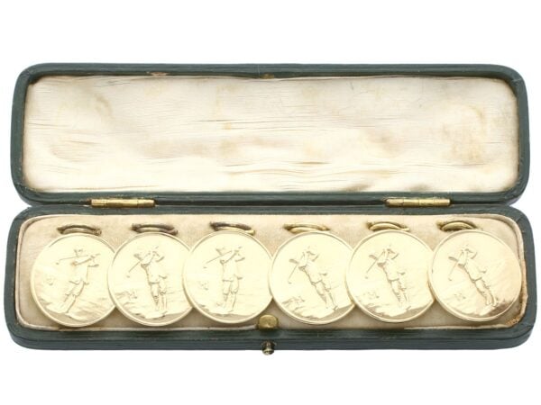 boxed antique gold golf buttons