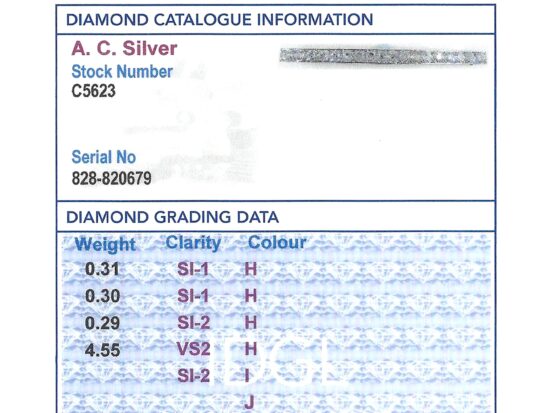 Old Cut Diamond Line Brooch grading card