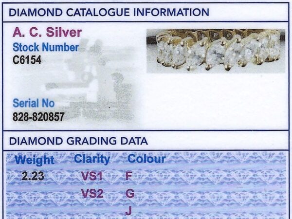 Marquise Diamond Eternity Ring grading card
