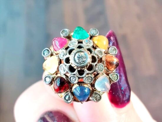 Antique Gemstone Cluster Earring