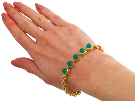 Chrysoprase Gold Bracelet On Wrist