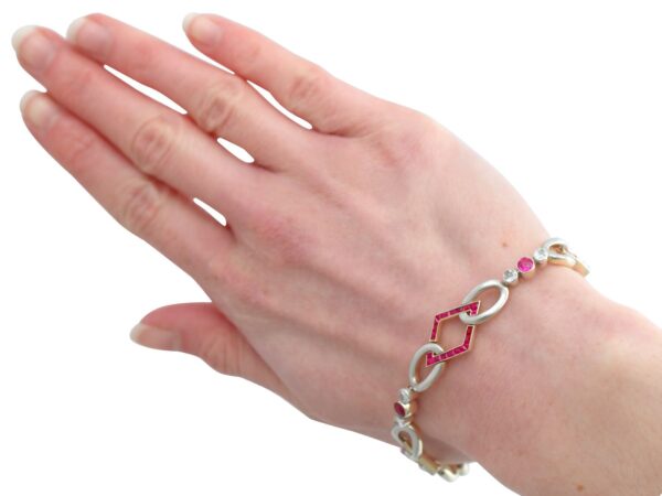 Antique Ruby Diamond Bracelet On Wrist